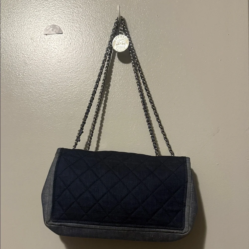 Chanel Dark Blue Quilted Shoulder Bag